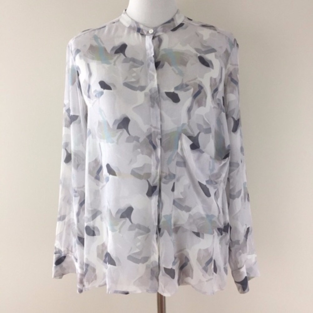 Theory 100% Silk Brindan Floral Buttondown Shirt